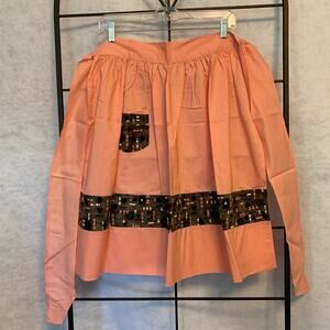 Vintage Style Coral Color Handmade Apron with Pocket